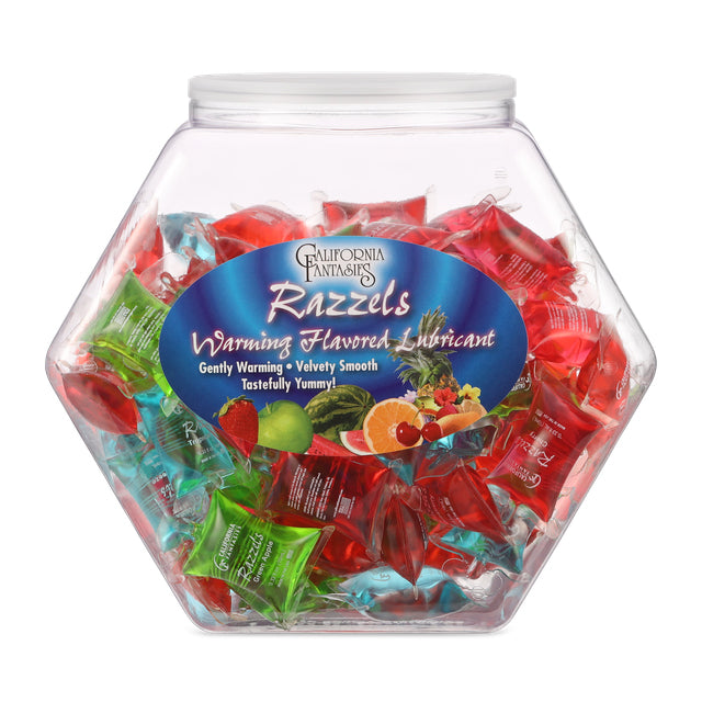 "Razzels Warming Lubricant - 100 Pillow Fishbowl - Assorted Flavors CF-RPF-10D"