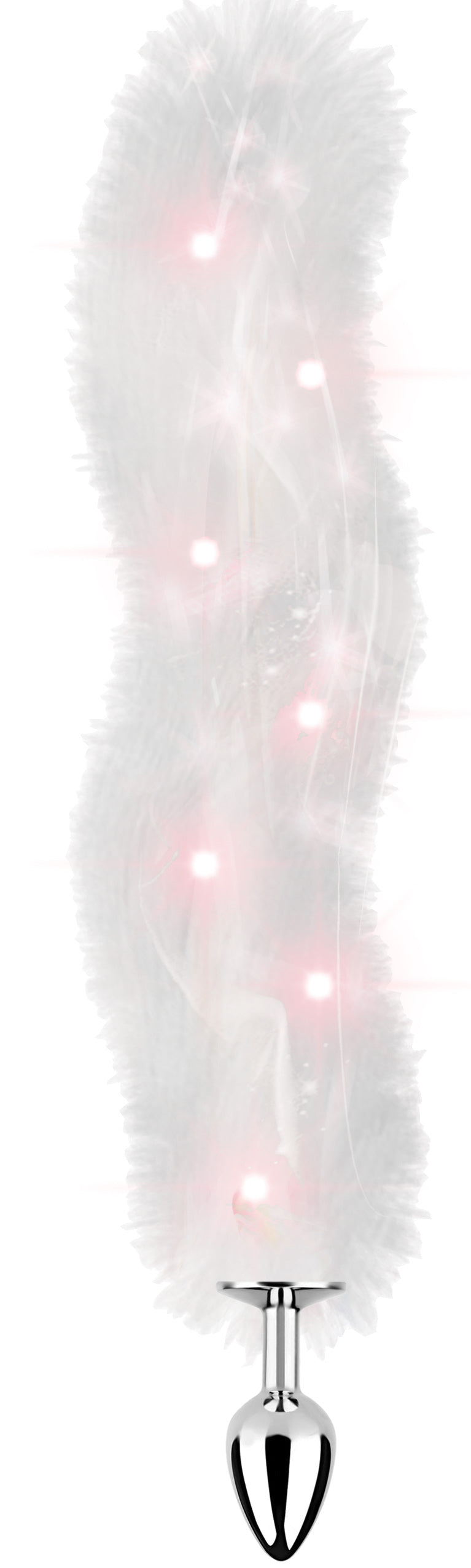 "Foxy Tail - Light Up Faux Fur Butt Plug - White Plug - White HTP3481"