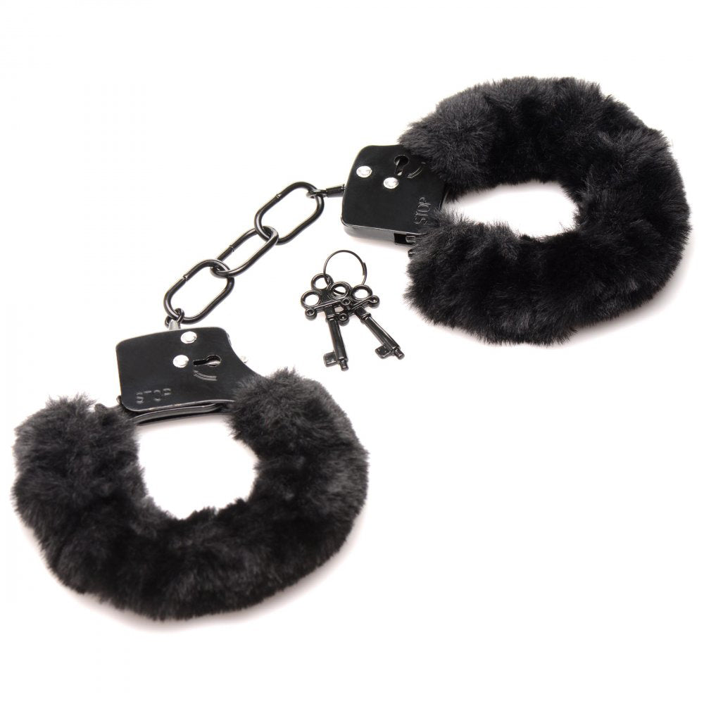 "Cuffed in Fur Furry Handcuffs - Black MS-AG937-BLK"