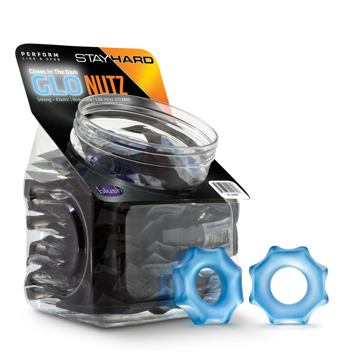 "Stay Hard - Glo Nutz - 40 Piece Fishbowl - Blue BL-409992"