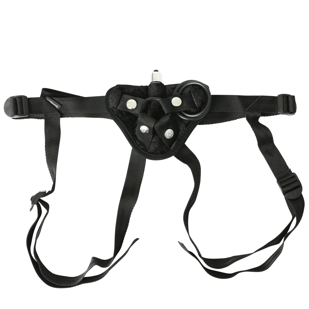 "Vibrating Black Velvet Strap On SS690-01"