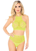 "2 Pc Crop Top & Panty - Neon Yellow - S/m LA-81552NYSM"