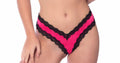 "Satin Front High Leg Panty With Lace  Edges and Mesh Back - Extra Large - Bright Rose/black OH-23-10543-BRSBKXL"