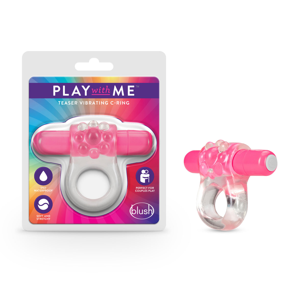 "Play With Me  Teaser Vibrating C-Ring  Pink BL-74100"