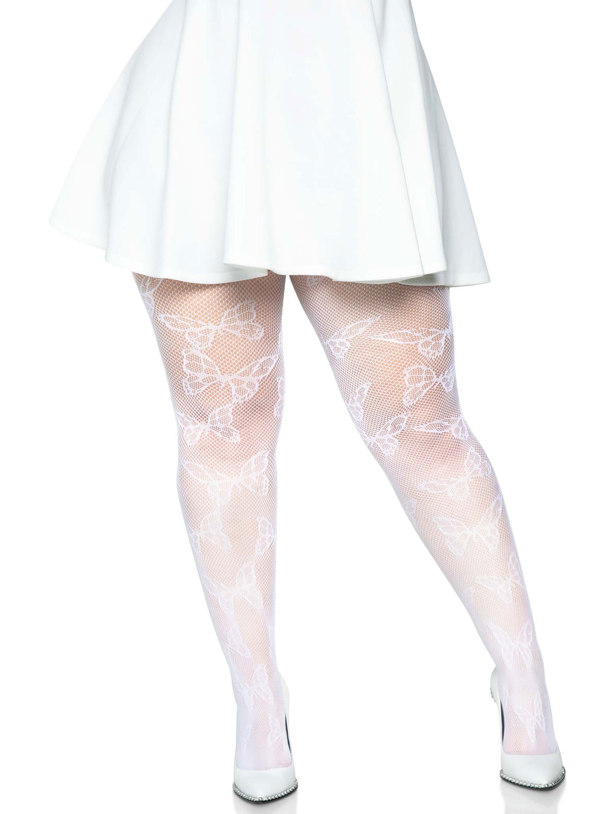 "Butterfly Net Tights - 1x/2x - White LA-1412XWHT1X2"