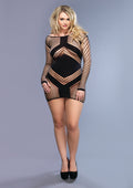"Diamond Net Mini Dress - Queen Size - Black LA-86593Q"