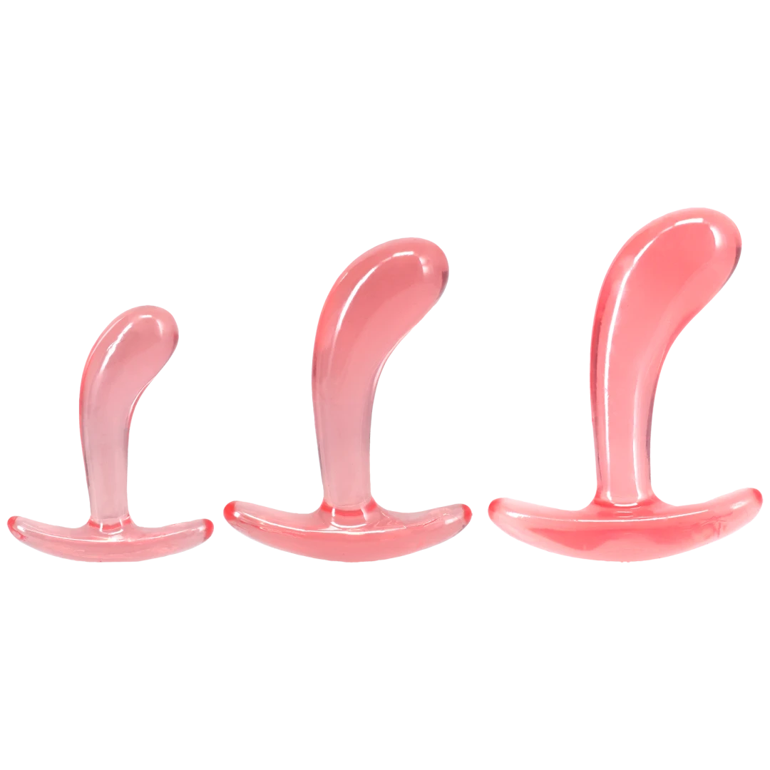 "Crystal Jellies - Curved Anal Trainer Set Pink DJ0289-68-CD"
