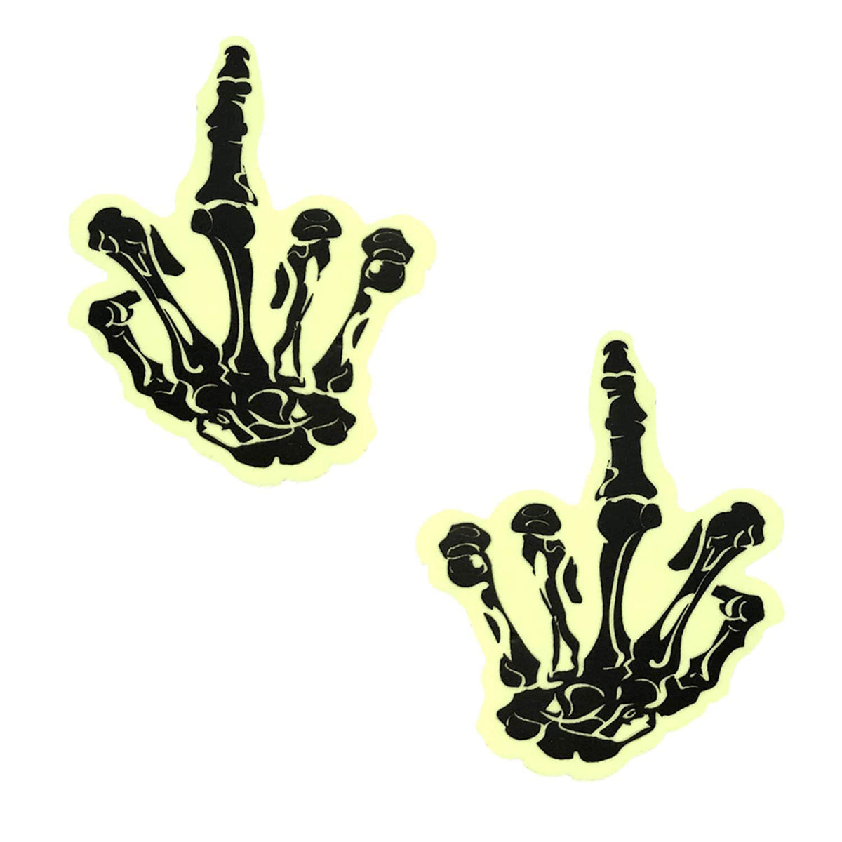 "Fuck You Glow in the Dark Skeleton Hand Nipple Cover Pasties NN-BLA-FU-GLO"