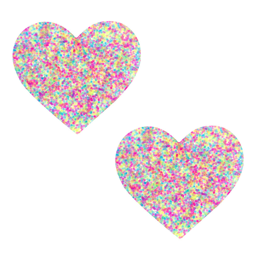 "Sprankles Neon Blacklight Glitter I Heart U Nipztix Pasties NN-SPR-HRT-NS-NBLG"