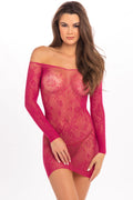 "Open Season Off-Shoulder Mini Dress - Sangria - M/l RR-7083SGAML"