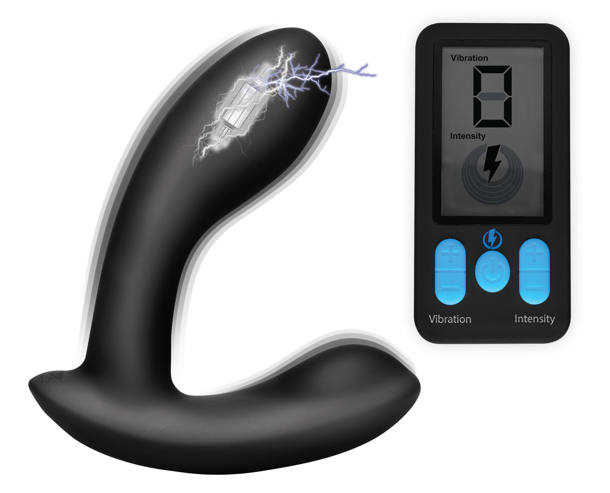 "E-Stim and Vibrating Prostate Massager - Black ZE-AG663"