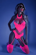 "No Promises Teddy Bodystocking - One Size - Neon  Pink FL-GL2111-OS-B"