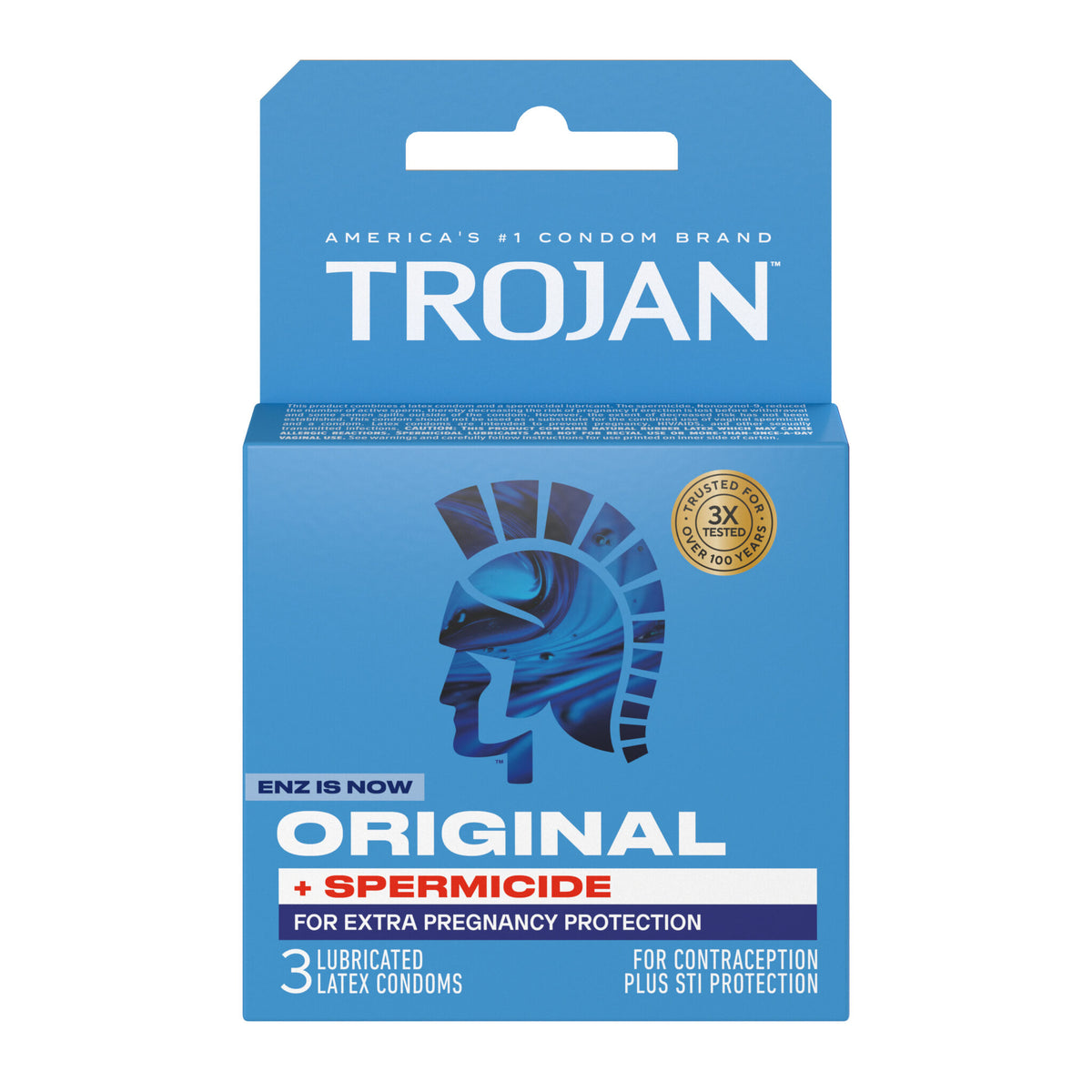 "Trojan Enz Armor Spermicidal Lubricated Condoms - 3 Pack TJ93150"