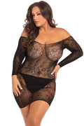 "Open Season Off-Shoulder Mini Dress - Black - 1x2x RR-7083XBK1X2"